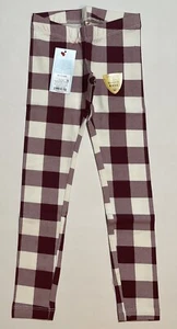 Cat & Jack Cream & Burgundy Plaid Leggings For Girl Size XS (4/5) Slim - Picture 1 of 6