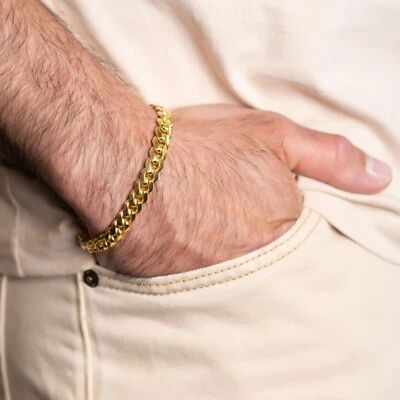 Men's 14K Gold Plated Over 925 Sterling Silver 8.5MM Miami Cuban Chain Bracelet - Image 1 of 2