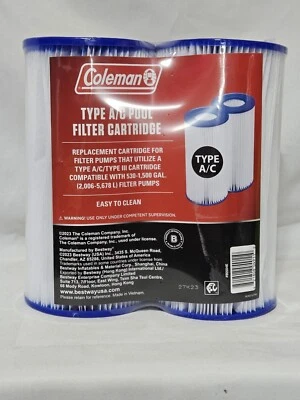 Cartucho de filtro de piscina Coleman (tipo aire acondicionado) paquete de 2 90504E 530-1.500 galones sellado Foto 1 de 4