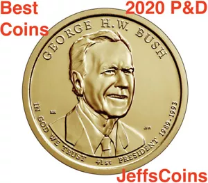 2020 P&D George H.W. Bush Presidential Goldene Dollars PD 2 Münzen Preis 20PD BEST - Bild 1 von 10