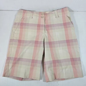 Nike Golf Dri-Fit karierte Shorts pink/hellbraun Damengröße 4 " - Bild 1 von 8