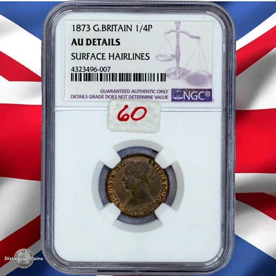 Great Britain 1873 Farthing NGC AU details - GBS049 - Image 1 of 2