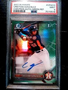 2022 Bowman Cristian Gonzalez 1st Chrome RC Auto Green Refractor 94/99 PSA 9 - Picture 1 of 5