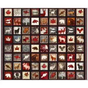 Tela de algodón con parche de animales y hojas The Great White North - Imagen 1 de 2