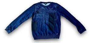 Diesel Sweater Top Women's Size Medium M Blue Long Sleeve Paisley Print Cotton - Picture 1 of 12