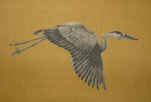 4.2 Metres iLiv Cranes Gilt Birds Cotton Curtain Upholstery Blind Cushion Fabric - Picture 1 of 7