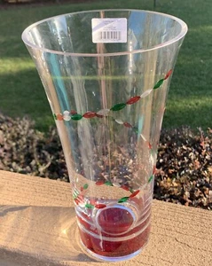 GORHAM New in box Christmas Jewels Crystal Vase Hand Painted Red Green 10.25" - Picture 1 of 14