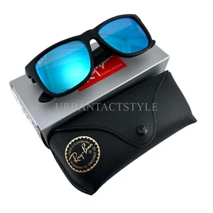 Black Frame Ray-Ban Justin Classic RB4165 622/55 Blue Polarized Lens Sunglasses - Picture 1 of 14
