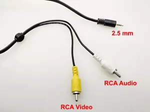 Cable conector video audio 2,5 mm macho a 2x RCA amarillo blanco macho - Imagen 1 de 1