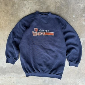 Felpa vintage Chicago Bears uomo XXL blu logo 7 girocollo ricamato anni 90 - Foto 1 di 5