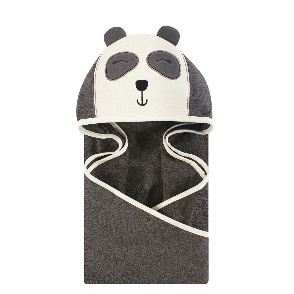 Hudson Baby Infant Cotton Animal Face Hooded Towel, Modern Panda, One Size - Image 1 of 1