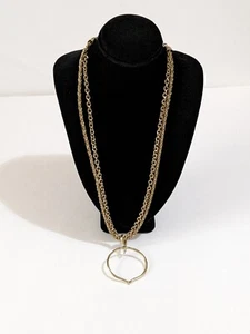 Vintage Monet Double Layer Disc Pendant Necklace. Gold Tone. 15-17 Inches. - Picture 1 of 14