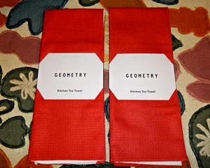 Geometry MERRY Kitchen Tea Towel 18”x30” SET OF 2 Brand New - Picture 1 of 2