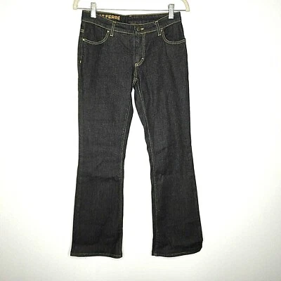 Pantalones de mezclilla para mujer GF Ferre italianos lavado oscuro corte bota talla 27 Foto 1 de 4