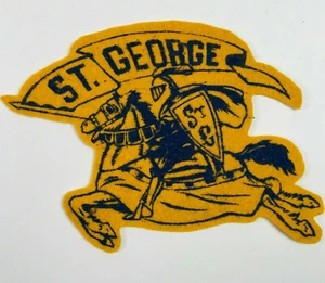 St George School Vintage Felt Saint George Horse Knight Mounted Patch A4 - Picture 1 of 4
