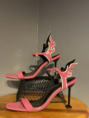 Pink Flame Heels Size 39 8 Strappy Patient Leather - Image 1 of 4
