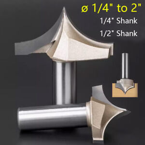 1/4" 1/2" Shank Carbide-Tipped Point Cutting Roundover Router Bit Engraving Wood