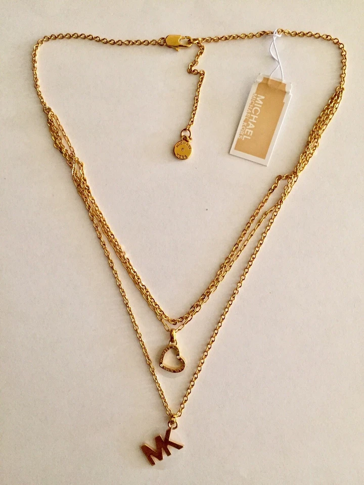 NUEVO CON ETIQUETAS MK Logo Corazón Collares Colgantes Envío Gratis Foto 1 de 4