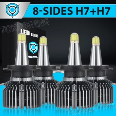 For Mercedes-Benz C250 C300 C350 8-sides 4x H7 LED Headlight High Low Beam Bulbs - Image 1 of 4