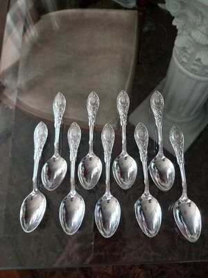 9 Pc Whiting Mfg Co 1875 Arabesque Sterling Silver Spoons - Image 1 of 4