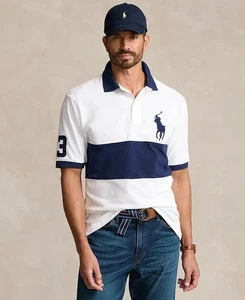 Polo Ralph Lauren Herren maßgeschneidert schmale Passform großes Pony weiß Newport marineblau 2XL UVP $ 138 - Bild 1 von 1