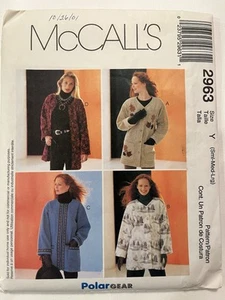 McCall’s - 2963 - Size Small-Med-Lrg - Misses’ Unlined Jacket - Picture 1 of 4