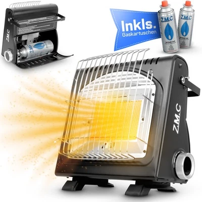 2in1 Tragbare Gasheizung 1,7KW Camping Butan Gas Kocher + Gaskartuschen 227g - Bild 1 von 4