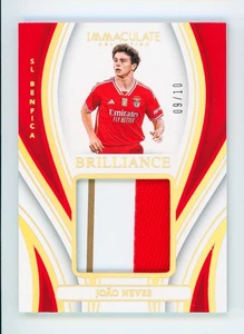 Tarjeta parche 2023-24 Joao Neves Panini Immaculate Brilliance Gold SL Benfica 9/10 - Imagen 1 de 3