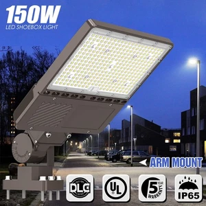 150W LED Parking Lot Shoebox Pole Light Outdoor Commercial Area Lights Photocell - Picture 1 of 12