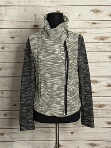 Old Navy schwarz/weiß melierte Boucle Moto Langarm Full Zip Jacke Gr. Small - Bild 1 von 10