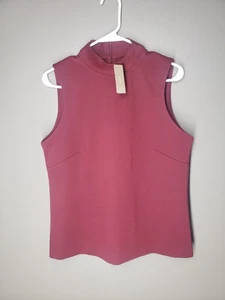 JCrew 365 Womens Nwot Mock Neck Sleeveless Top Size Medium Burgundy 2018 K2177 - Picture 1 of 10