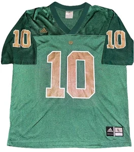 VINTAGE Adidas Notre Dame Fighting Irish Jersey Mens Large Green #10 - Picture 1 of 13