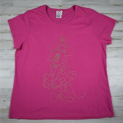 Disney Minnie Mouse Caliente Rosa Estrás Manga Corta Camiseta Top 14/16 XLARGE Foto 1 de 4