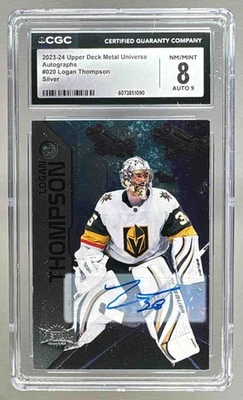 1090 Logan Thompson 2023 Skybox Metal Universe #20 automático plateado CGC 8/9 Foto 1 de 2