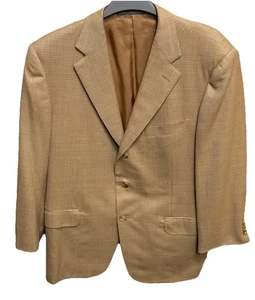 ERMENEGILDO ZEGNA Trofeo Mens Sport Coat Blazer 42S Beige/Brown Wool Houndstooth - Picture 1 of 7