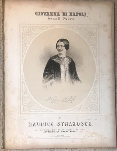 STRAKOSCH "GIOVANNA DI NAPOLI" 2 ARIAS 1851 SHEET MUSIC DUOTONE LITHOGRAPH VG+ - Picture 1 of 4