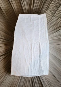 Falda midi Free People nueva sin etiquetas etérea delicada de lino transparente marfil playa verano talla L - Imagen 1 de 9