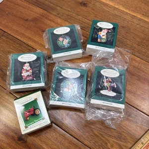 Hallmark Keepsake Miniature Ornaments Lot 6 Tractor, Bottle Caps,  Moose, Santa - Picture 1 of 7