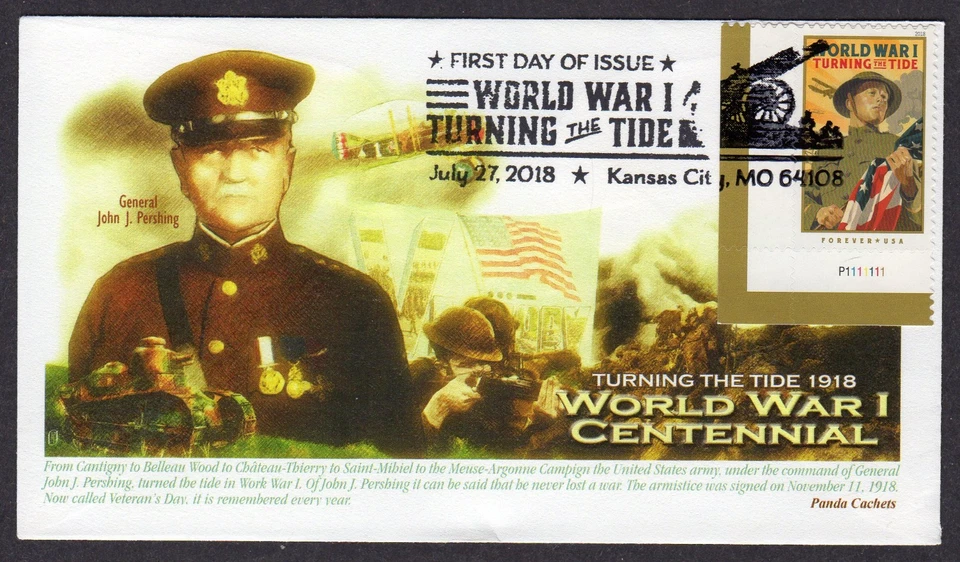 2018 WWI Turning The Tide 100th (Scott5300) PL# Single Panda Pictorial FDC TC918 - Image 1 of 1