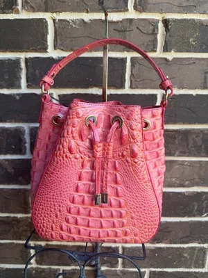 NUEVO CON ETIQUETAS $365 BRAHMIN Melinda Bolso Cubo Coral Snapdragon Melbourne Bolso de Hombro Foto 1 de 4