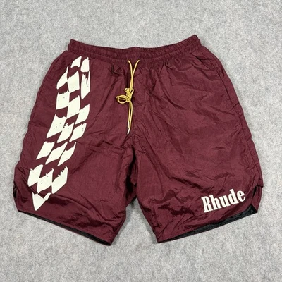 Pantalones cortos deportivos Rhude con estampado de logotipo para hombre talla XL grandes (W30xL8,5 real) rojos Foto 1 de 4