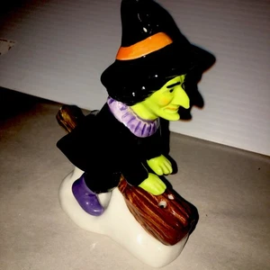 Witch on Broom Halloween Salt & Pepper Set - Picture 1 of 8