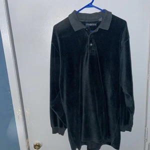 Suéter Pullover Chereskin Para Hombre Mediano Negro Acanalado Manga Larga Cuello Polo Top - Imagen 1 de 10
