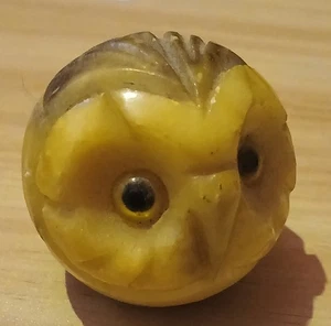 Vintage Hand Carved Alabaster Italian Owl Paperweight - Picture 1 of 6