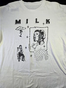 Rare Milk Japanese Hardcore Punk Band Obscure T-Shirt, Sz L 22.5x30", White - Picture 1 of 13