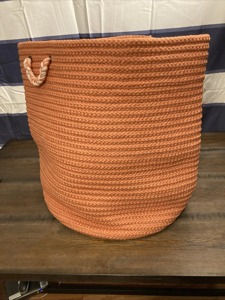 Colonial Mills Sundance Woven Braided Hamper, 17"x17"x22", Orange Made In USA - Image 1 of 1