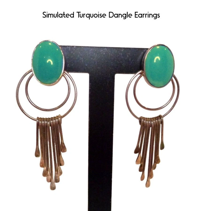 Pendientes Turquesa Vintage - Pendientes Colgantes Turquesa Plata de Ley Foto 1 de 4