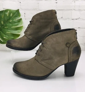 Rockport Cobb Hill Ankle Boots Womens 10M Gray Leather Heel Lace Up Booties Zip - Picture 1 of 15