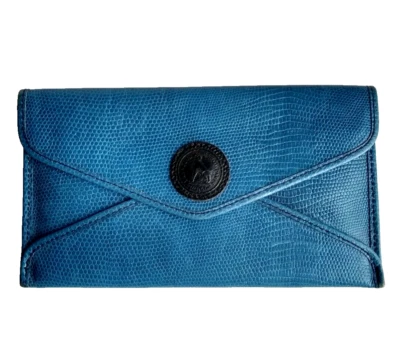 Cartera de cuero estilo sobre por Francois Marot Paris patrón serpiente azul vintage Foto 1 de 4