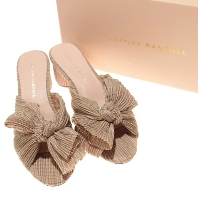 Sandalias Loeffler Randall Nuevas con Etiquetas Emilia Plisadas Lazo Talla 6 en Tostado/Crema Guinga Foto 1 de 4